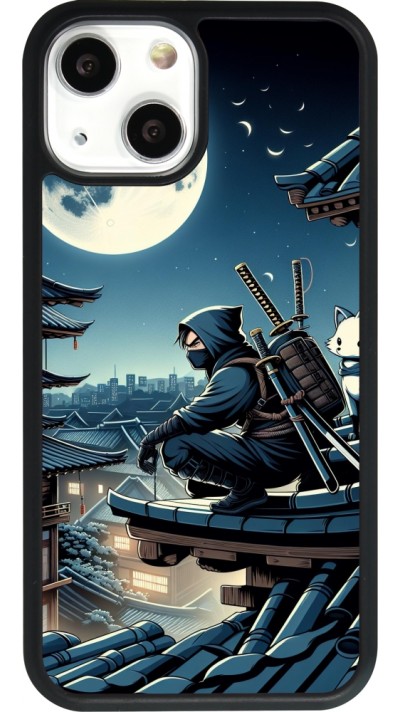 iPhone 13 mini Case Hülle - Silikon schwarz Ninja unter dem Mond