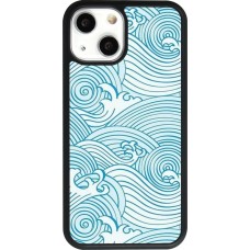 Coque iPhone 13 mini - Silicone rigide noir Ocean Waves