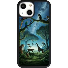 Coque iPhone 13 mini - Silicone rigide noir Paradis des animaux exotiques
