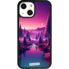 iPhone 13 mini Case Hülle - Silikon schwarz Lila-rosa Landschaft