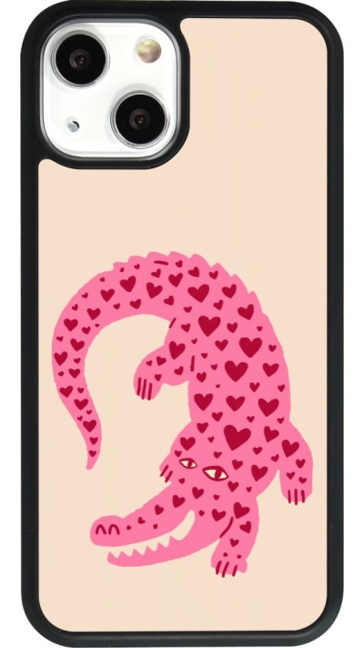 Coque iPhone 13 mini - Silicone rigide noir Pink crocodile 2026