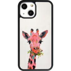 iPhone 13 mini Case Hülle - Silikon schwarz Pink Girafe Paint