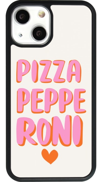 Coque iPhone 13 mini - Silicone rigide noir Pizza pepperoni 2026