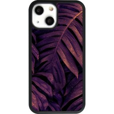 Coque iPhone 13 mini - Silicone rigide noir Purple Light Leaves
