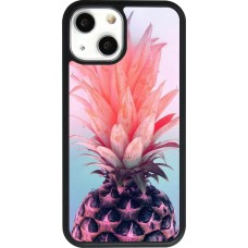 Coque iPhone 13 mini - Silicone rigide noir Purple Pink Pineapple