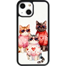 Coque iPhone 13 mini - Silicone rigide noir Saint Valentines Day 26 Cat Love