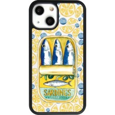 Coque iPhone 13 mini - Silicone rigide noir Sardines in oil 2026
