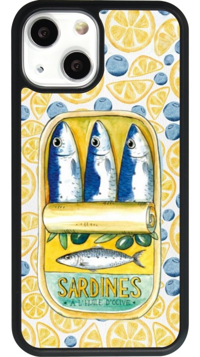 Coque iPhone 13 mini - Silicone rigide noir Sardines in oil 2026