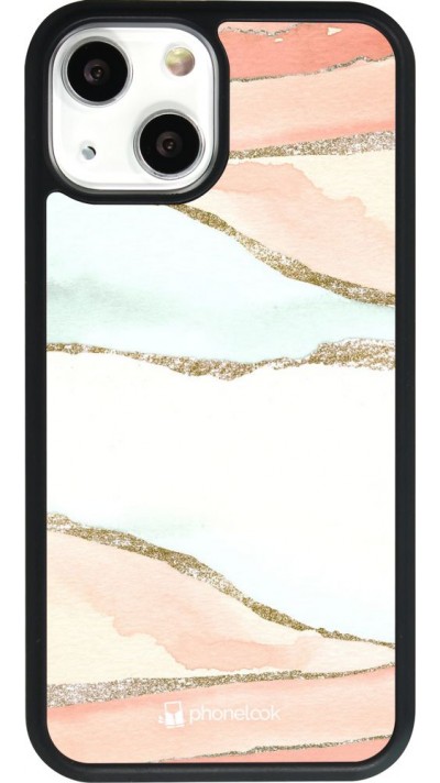 Coque iPhone 13 mini - Silicone rigide noir Shimmering Orange