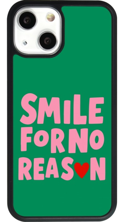 Coque iPhone 13 mini - Silicone rigide noir Smile for no reason 2026
