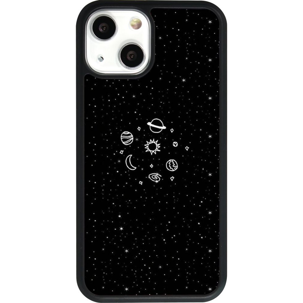 Coque iPhone 13 mini - Silicone rigide noir Space Doodle