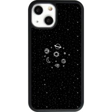 Coque iPhone 13 mini - Silicone rigide noir Space Doodle