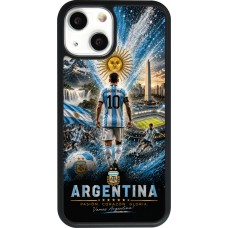 Coque iPhone 13 mini - Silicone rigide noir Football Argentine splash 2026