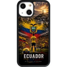 Coque iPhone 13 mini - Silicone rigide noir Football Équateur splash 2026