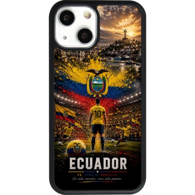 Coque iPhone 13 mini - Silicone rigide noir Football Équateur splash 2026