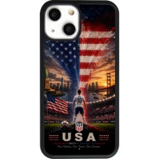 Coque iPhone 13 mini - Silicone rigide noir Football États-Unis splash 2026