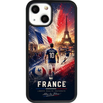 Coque iPhone 13 mini - Silicone rigide noir Football France splash 2026
