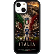 Coque iPhone 13 mini - Silicone rigide noir Football Italie splash 2026