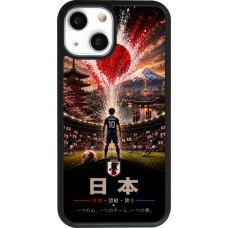 Coque iPhone 13 mini - Silicone rigide noir Football Japon splash 2026