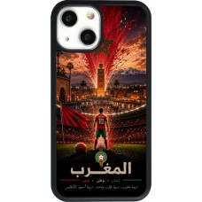 Coque iPhone 13 mini - Silicone rigide noir Football Maroc splash 2026