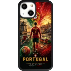 Coque iPhone 13 mini - Silicone rigide noir Football Portugal splash 2026
