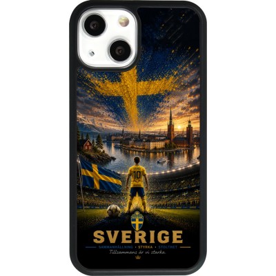 Coque iPhone 13 mini - Silicone rigide noir Football Suède splash 2026