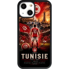 Coque iPhone 13 mini - Silicone rigide noir Football Tunisie splash 2026