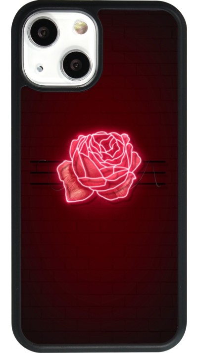 Coque iPhone 13 mini - Silicone rigide noir Spring 23 neon rose