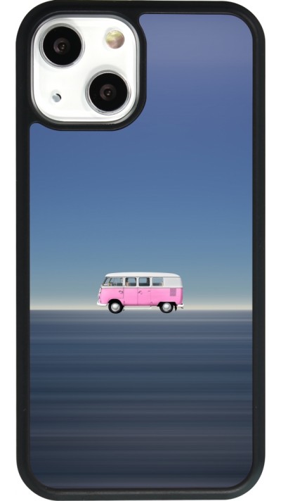Coque iPhone 13 mini - Silicone rigide noir Spring 23 pink bus