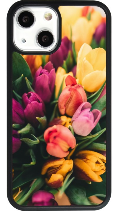 Coque iPhone 13 mini - Silicone rigide noir Bouquet of tulips 2026