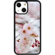 Coque iPhone 13 mini - Silicone rigide noir Cherry tree 2026