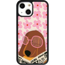 Coque iPhone 13 mini - Silicone rigide noir Dog with newspaper 2026