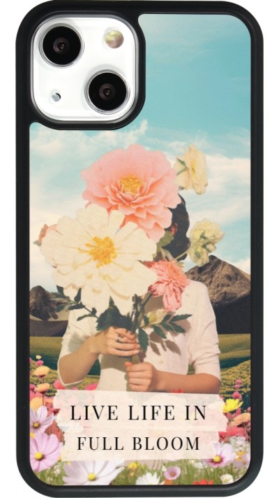 Coque iPhone 13 mini - Silicone rigide noir Live life in full moon 2026