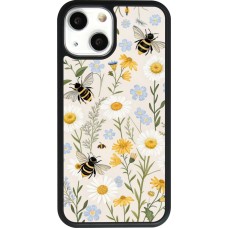 Coque iPhone 13 mini - Silicone rigide noir Pattern bees 2026