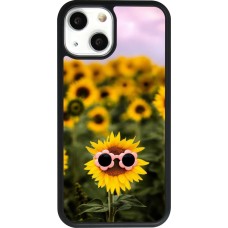Coque iPhone 13 mini - Silicone rigide noir Sunflower with glasses 2026