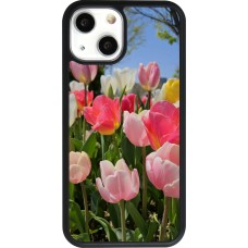 Coque iPhone 13 mini - Silicone rigide noir Tulips 2026