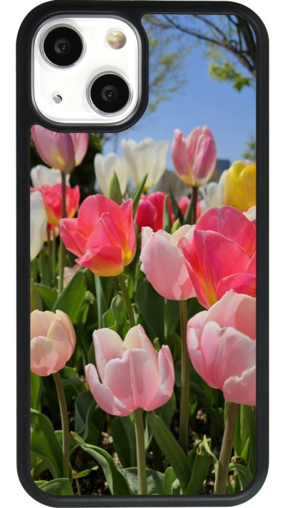 Coque iPhone 13 mini - Silicone rigide noir Tulips 2026