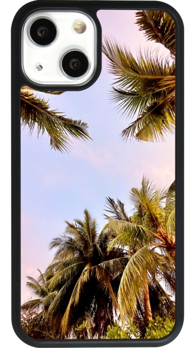 Coque iPhone 13 mini - Silicone rigide noir Summer 2023 palm tree vibe