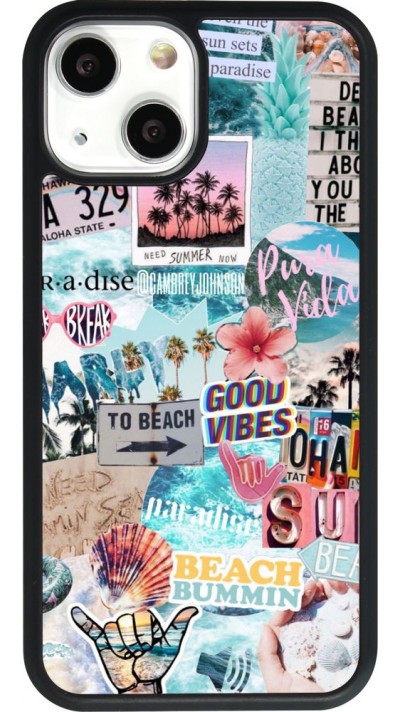 Coque iPhone 13 mini - Silicone rigide noir Summer 20 collage