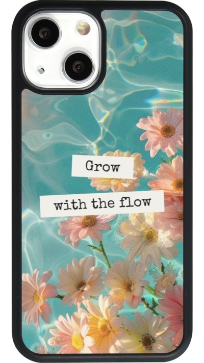 Coque iPhone 13 mini - Silicone rigide noir Summer 2025 Grow with the flow
