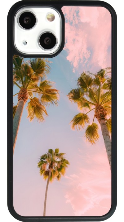 Coque iPhone 13 mini - Silicone rigide noir Summer 2025 Palmiers
