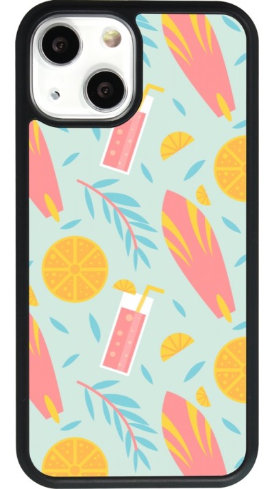 Coque iPhone 13 mini - Silicone rigide noir Summer 2025 Pattern citron
