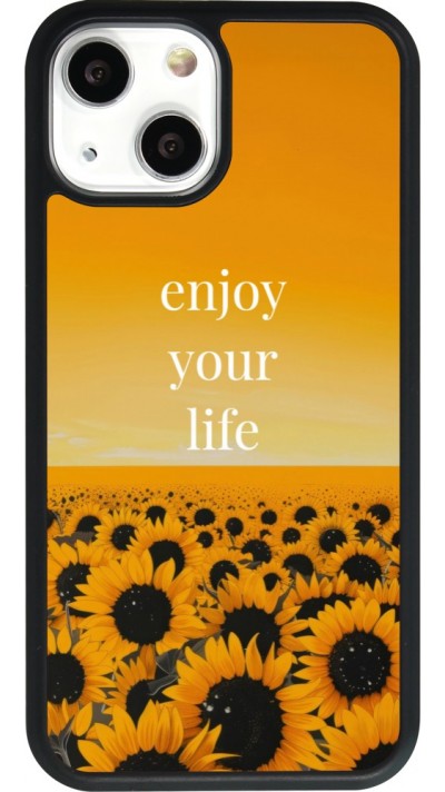Coque iPhone 13 mini - Silicone rigide noir Summer 2026 Enjoy your life