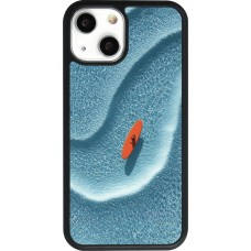 Coque iPhone 13 mini - Silicone rigide noir Orange surf Summer 2026