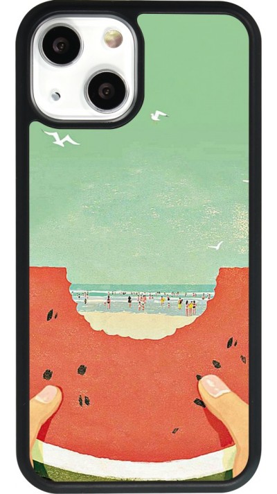 Coque iPhone 13 mini - Silicone rigide noir Views through a watermelon Summer 2026