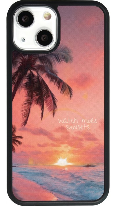 Coque iPhone 13 mini - Silicone rigide noir Watch more sunsets Summer 2026