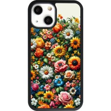 Coque iPhone 13 mini - Silicone rigide noir Summer Floral Pattern