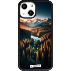 iPhone 13 mini Case Hülle - Silikon schwarz Sonnenuntergang Waldsee
