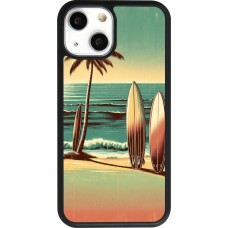 Coque iPhone 13 mini - Silicone rigide noir Surf Paradise