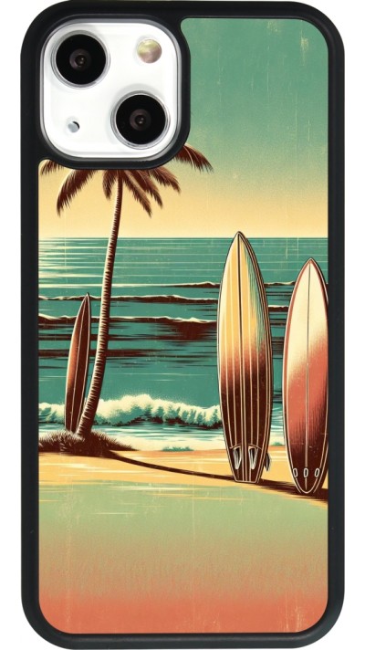 Coque iPhone 13 mini - Silicone rigide noir Surf Paradise